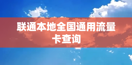 联通本地全国通用流量卡查询