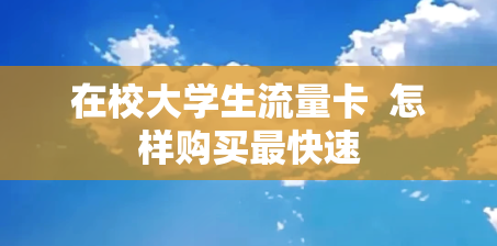 在校大学生流量卡  怎样购买最快速