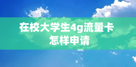 在校大学生4g流量卡  怎样申请