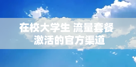 在校大学生 流量套餐  激活的官方渠道