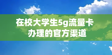 在校大学生5g流量卡  办理的官方渠道