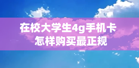 在校大学生4g手机卡  怎样购买最正规