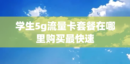 学生5g流量卡套餐在哪里购买最快速