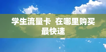 学生流量卡  在哪里购买最快速