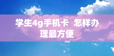 学生4g手机卡  怎样办理最方便
