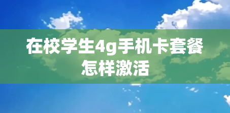在校学生4g手机卡套餐怎样激活