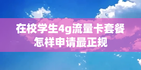 在校学生4g流量卡套餐怎样申请最正规