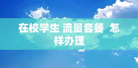 在校学生 流量套餐  怎样办理