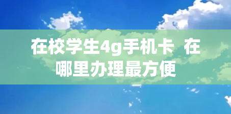 在校学生4g手机卡  在哪里办理最方便