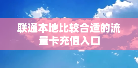 联通本地比较合适的流量卡充值入口