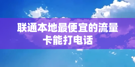 联通本地最便宜的流量卡能打电话