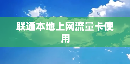 联通本地上网流量卡使用