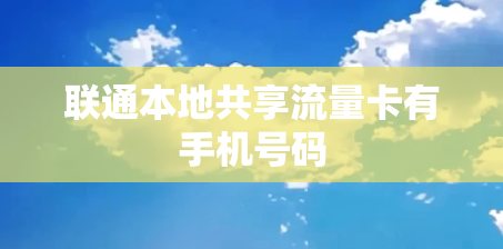 联通本地共享流量卡有手机号码