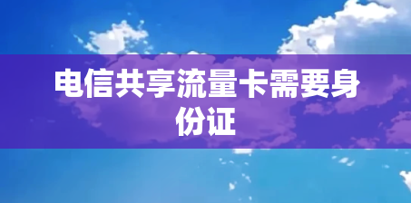 电信共享流量卡需要身份证